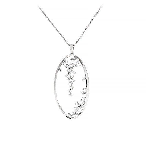 lanț din aur alb de 18K și pandantiv cu Diamante  