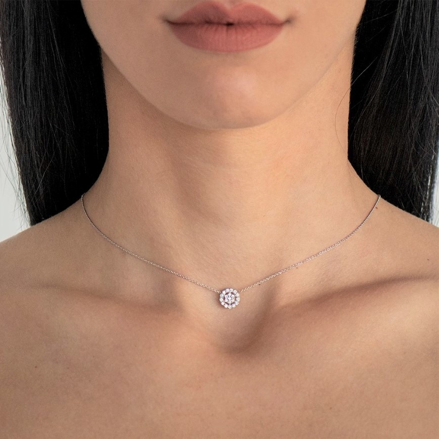 lanț din aur alb de 18K și pandantiv cu Diamante naturale  2