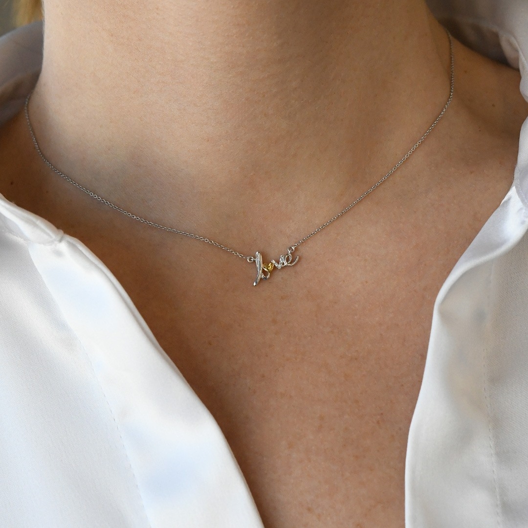 lanț din aur alb de 18K și pandantiv cu Diamante  2