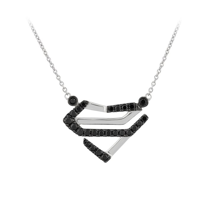 colier din aur alb de 18K, încrustat cu Diamante  