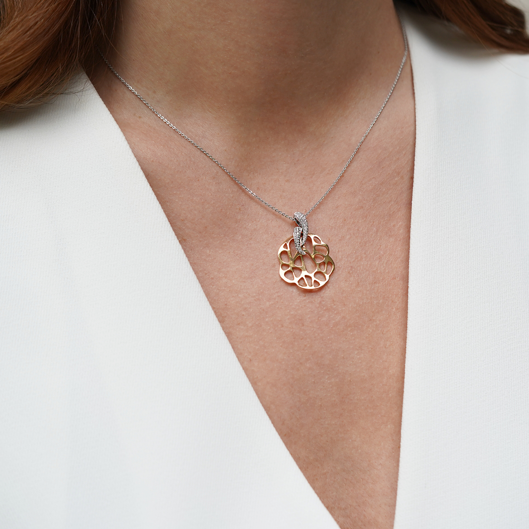 lanț din aur alb de 18K și pandantiv cu Diamante naturale  2