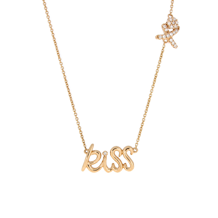 colier din aur roz de 14K, încrustat cu Diamante  