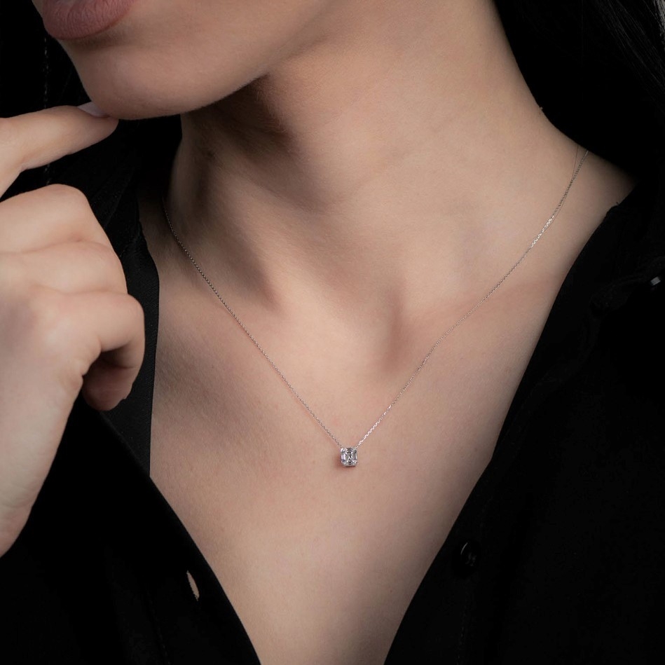 lanț din aur alb de 14K și pandantiv cu Diamante naturale  2