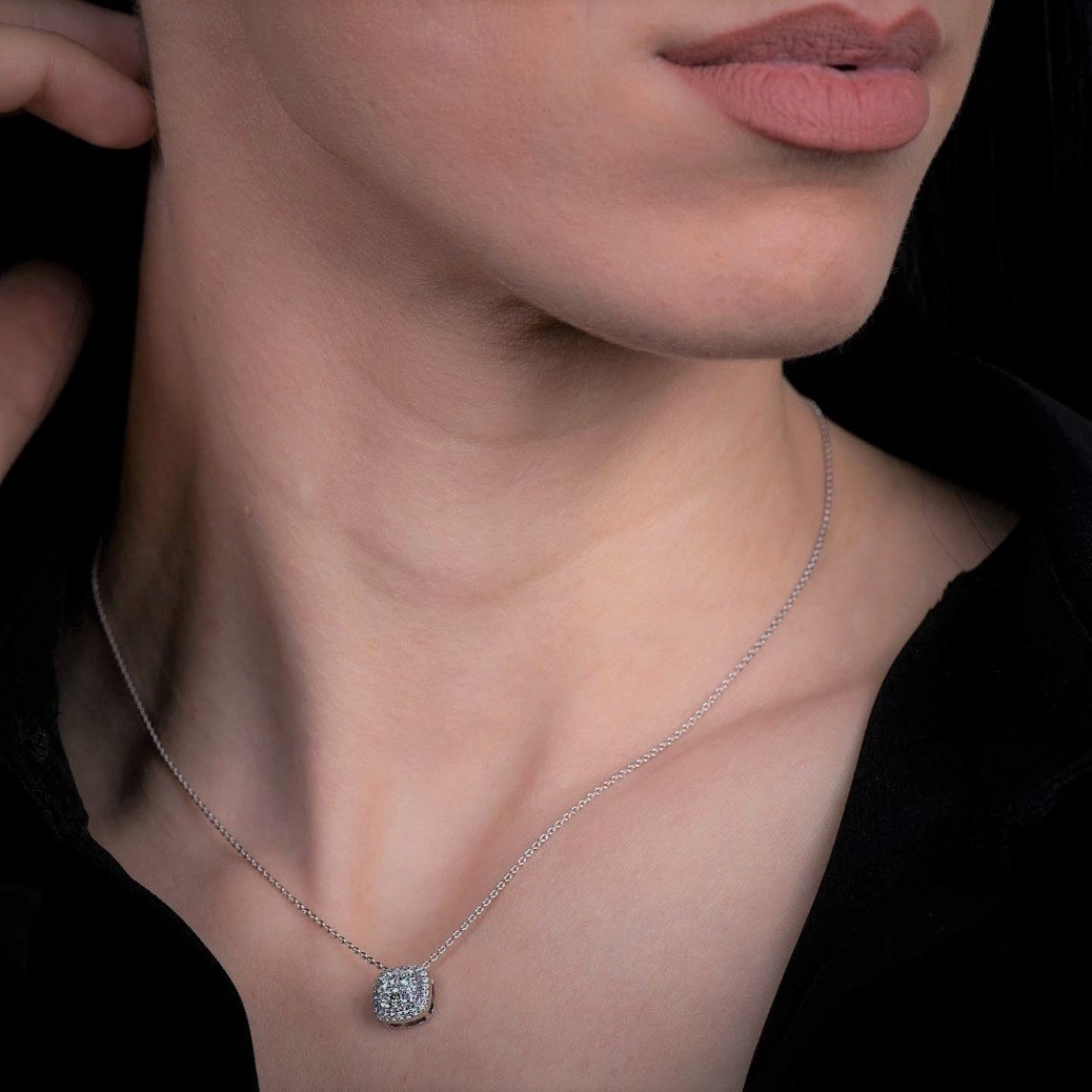 lanț din aur alb de 14K și pandantiv cu Diamante naturale  2