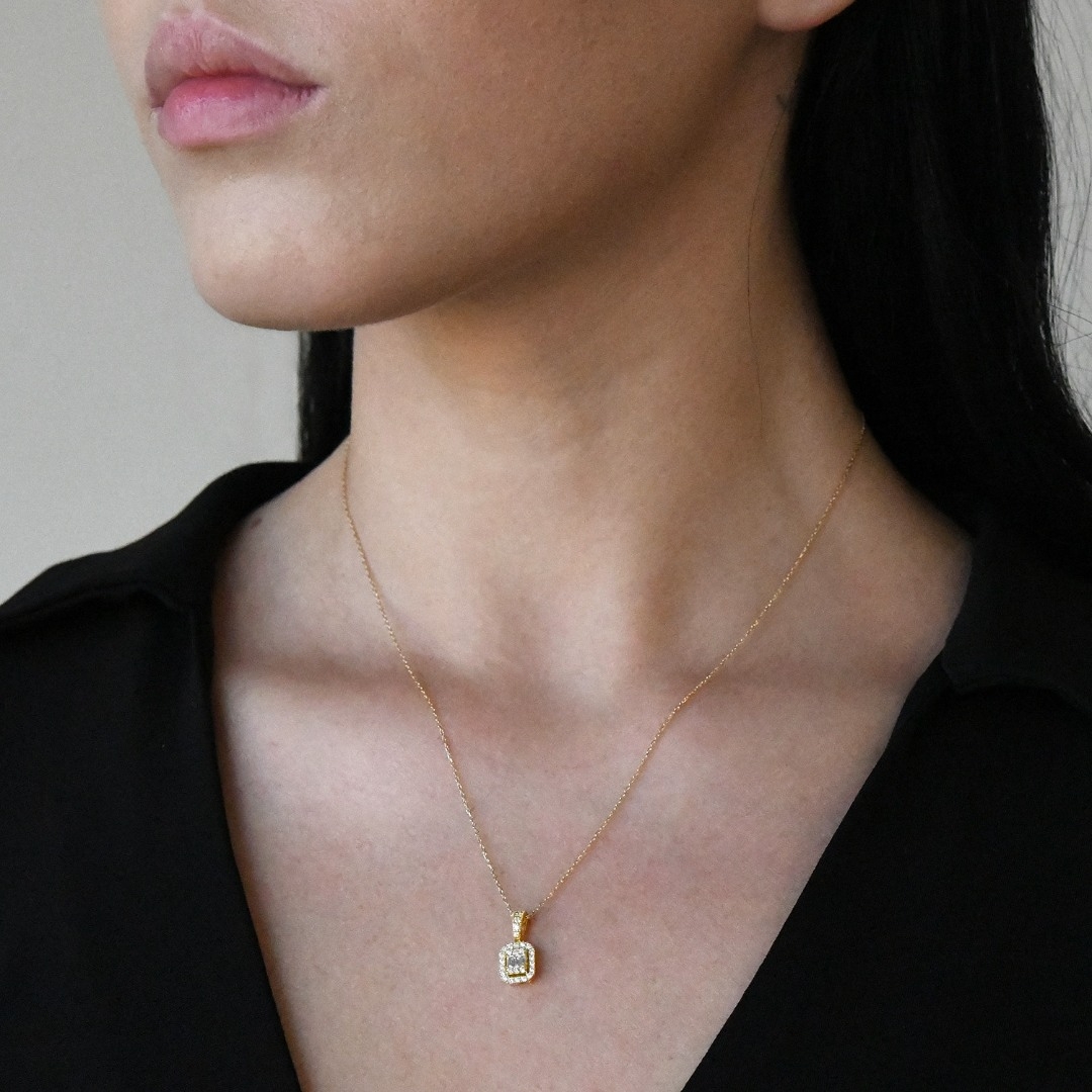 colier din aur galben de 18K încrustat cu Diamante  2