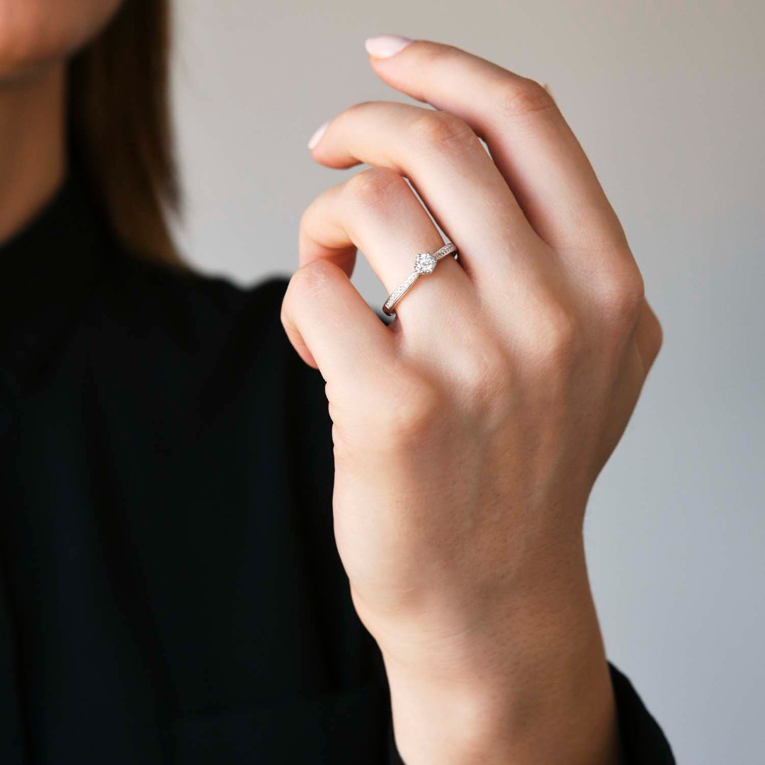 inel de logodnă din aur alb de 18K cu Diamante naturale  2