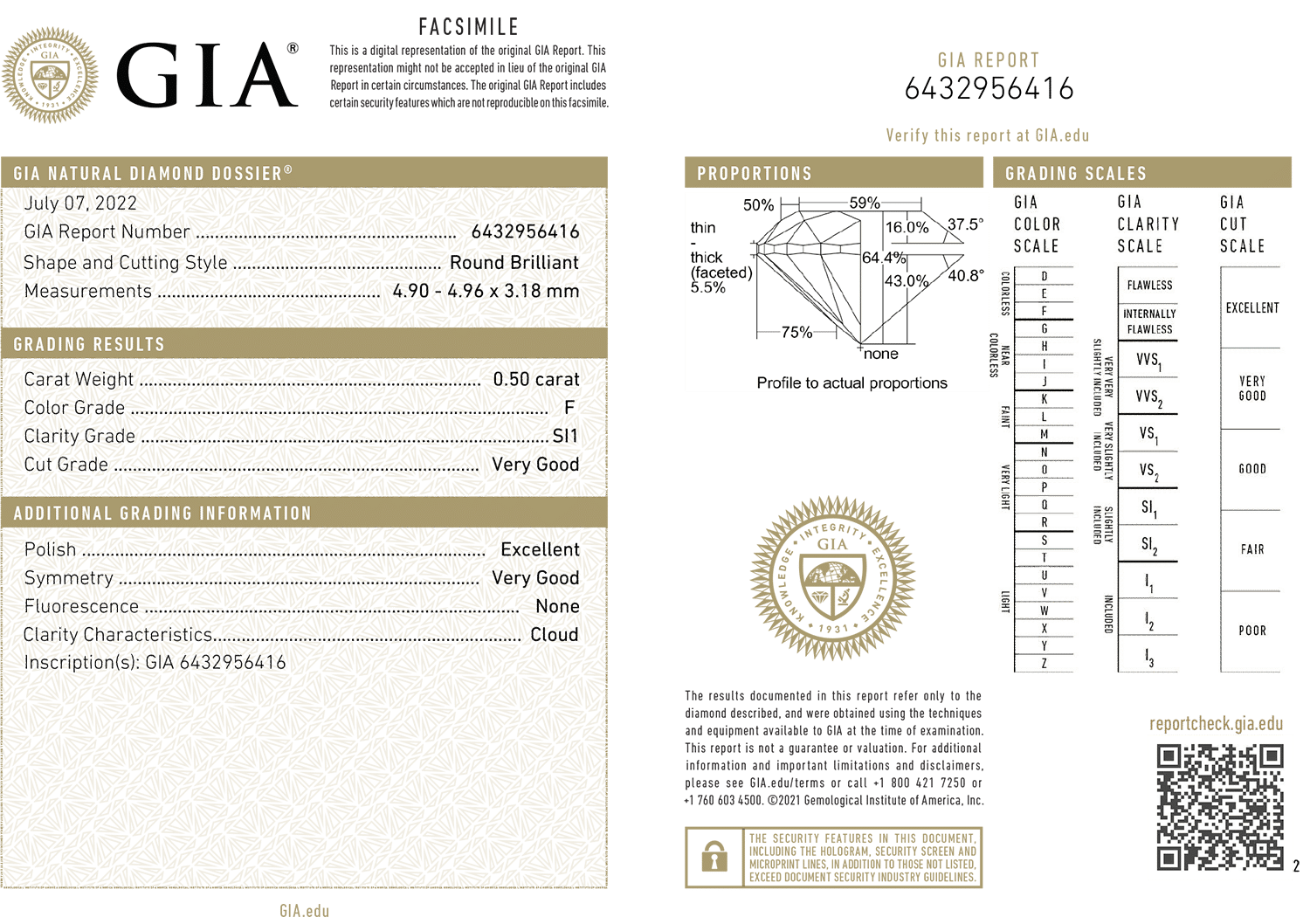 inel de logodnă din aur alb de 18K cu Diamant natural certificat GIA  4
