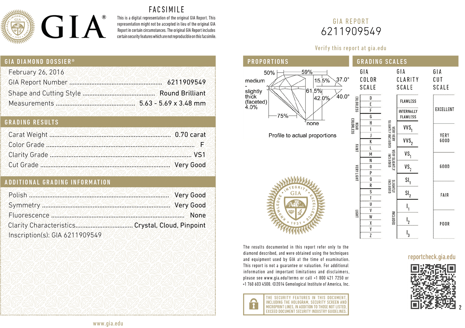 inel de logodnă din aur alb de 18K cu Diamant natural certificat GIA  4