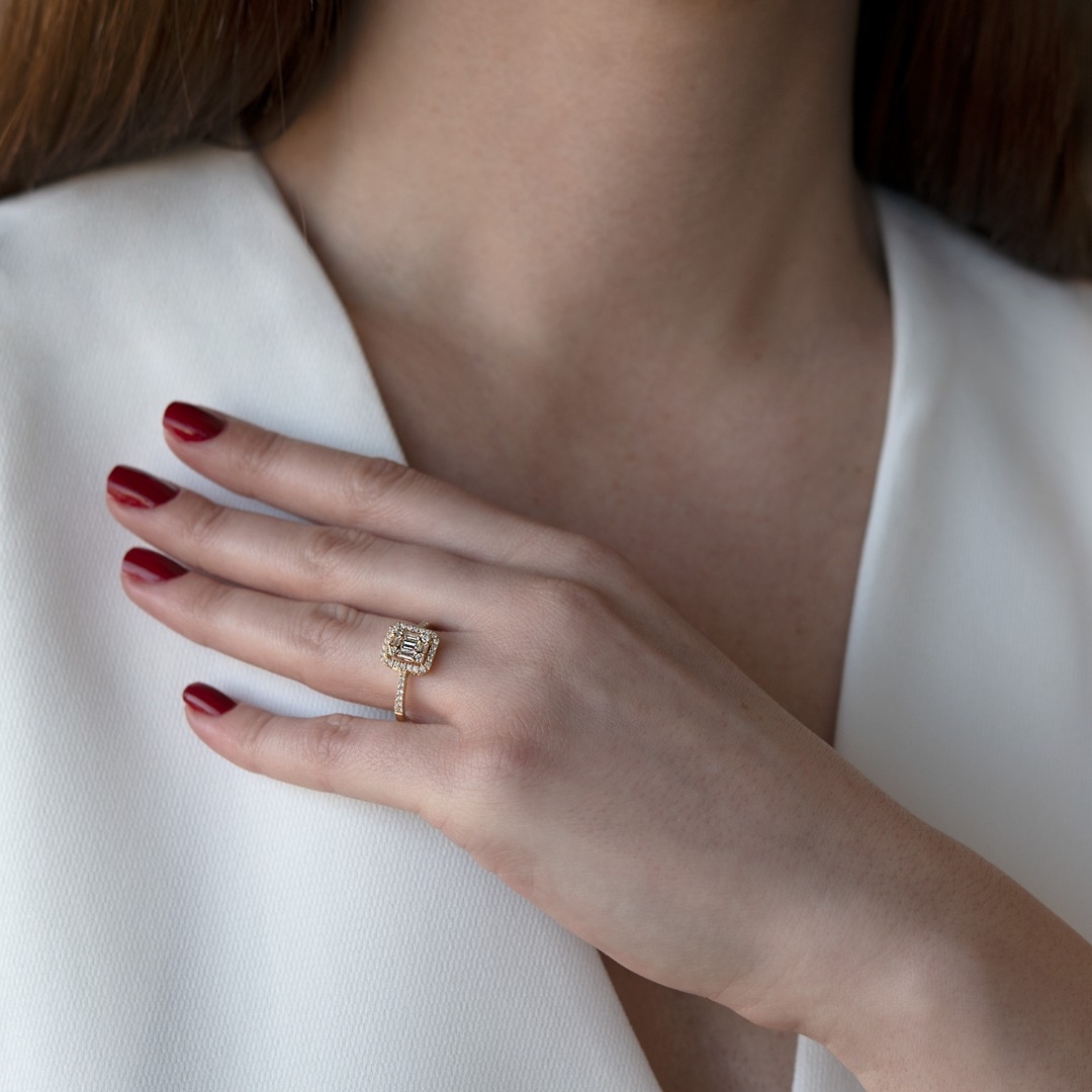 inel din aur galben de 18K cu Diamante naturale  2