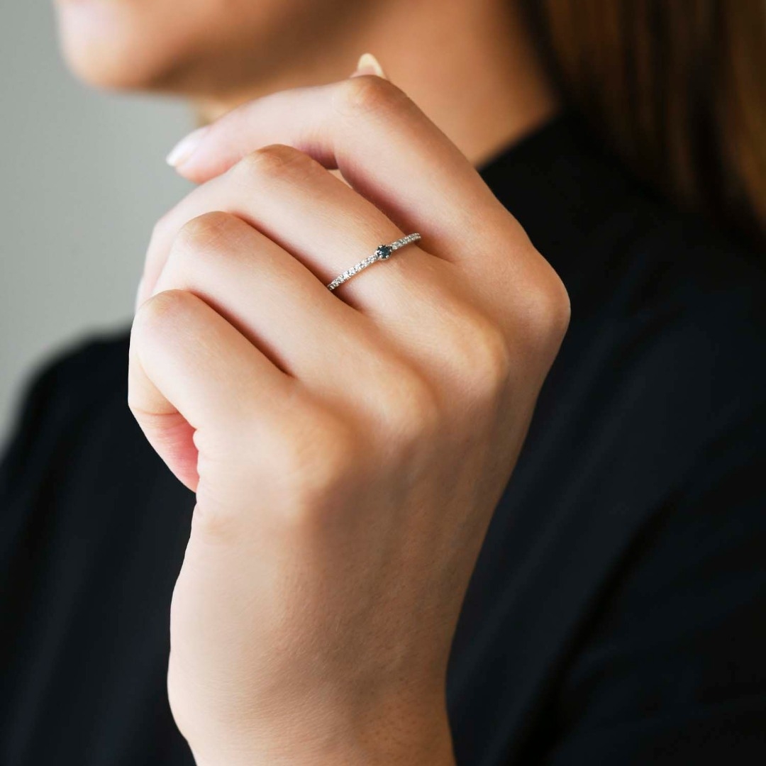 inel din aur alb de 18K cu Diamante naturale  2