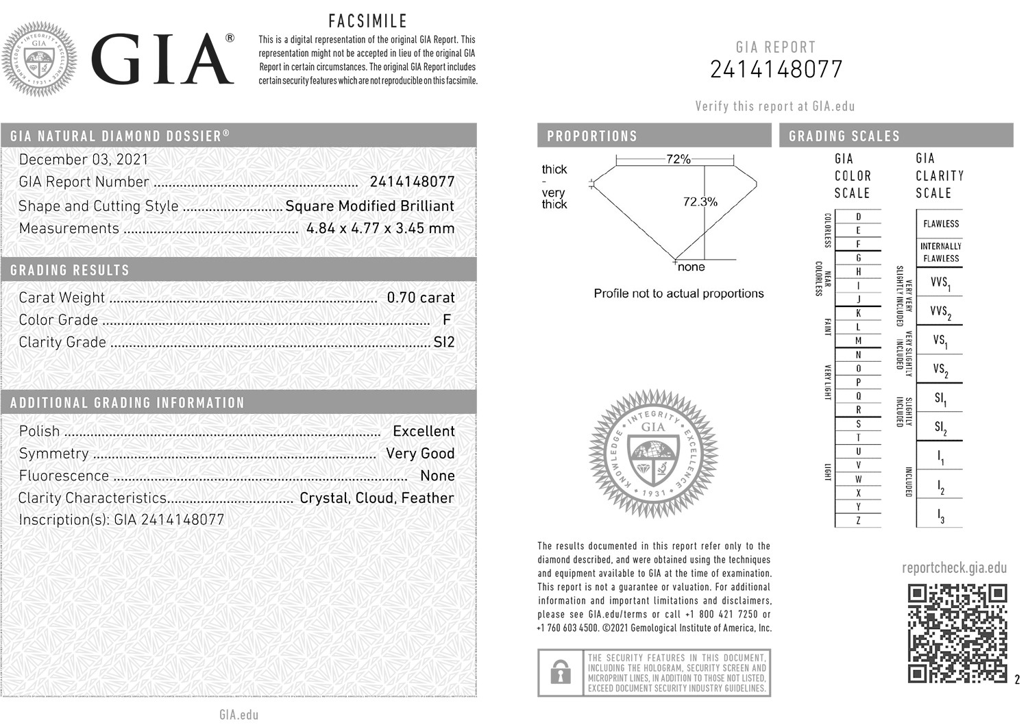 inel de logodnă din aur alb de 18K cu Diamant natural certificat GIA  4