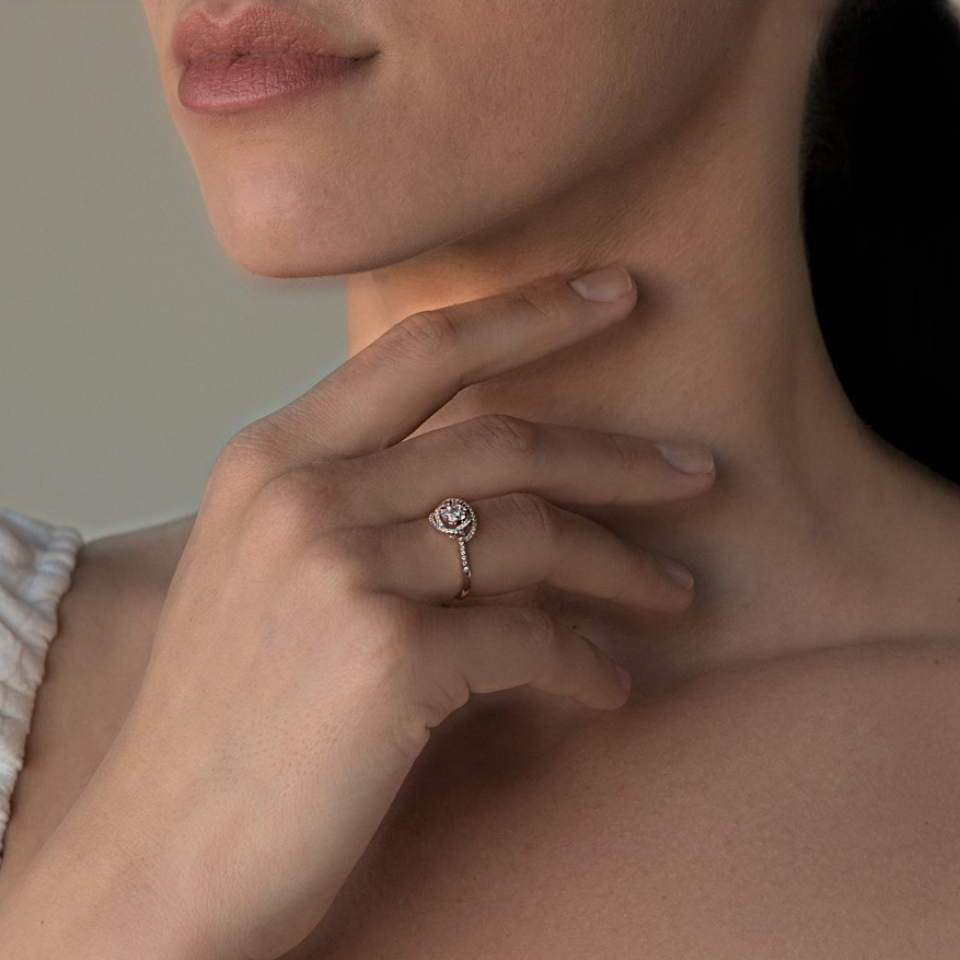 inel din aur roz de 18K cu Diamante naturale  2