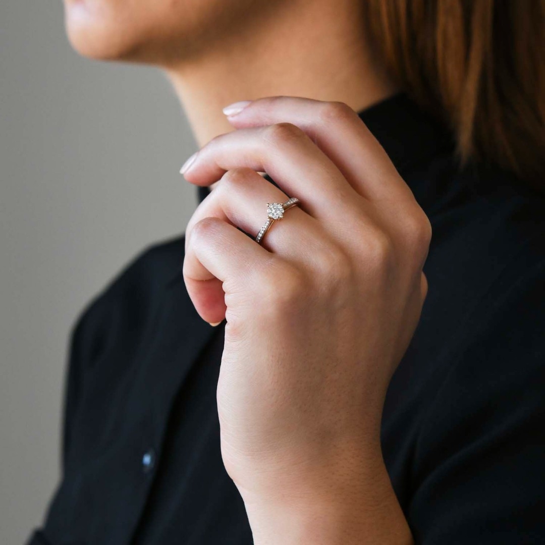 inel de logodnă din aur alb de 18K cu Diamante naturale  2