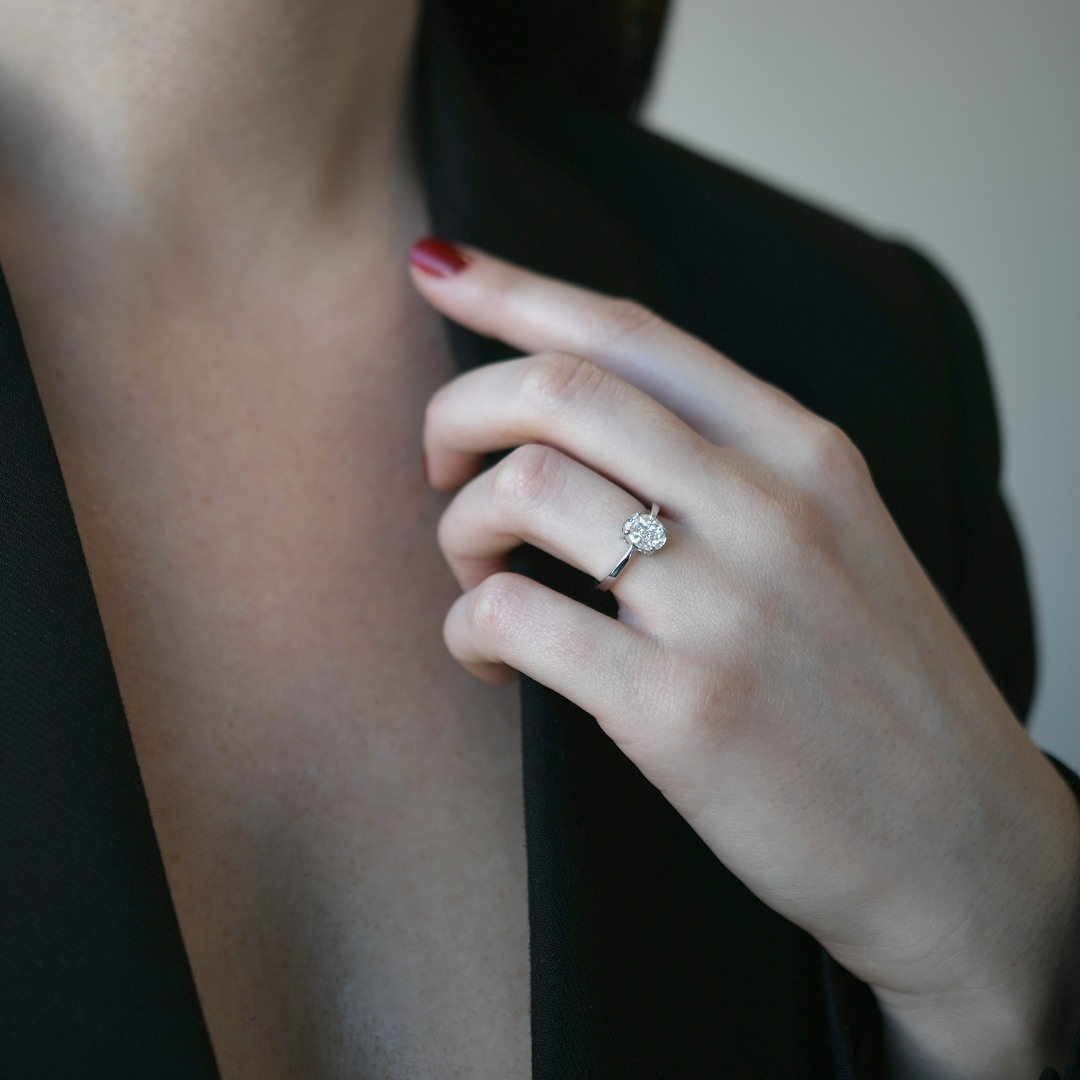 inel din aur alb de 18K cu Diamante naturale  2