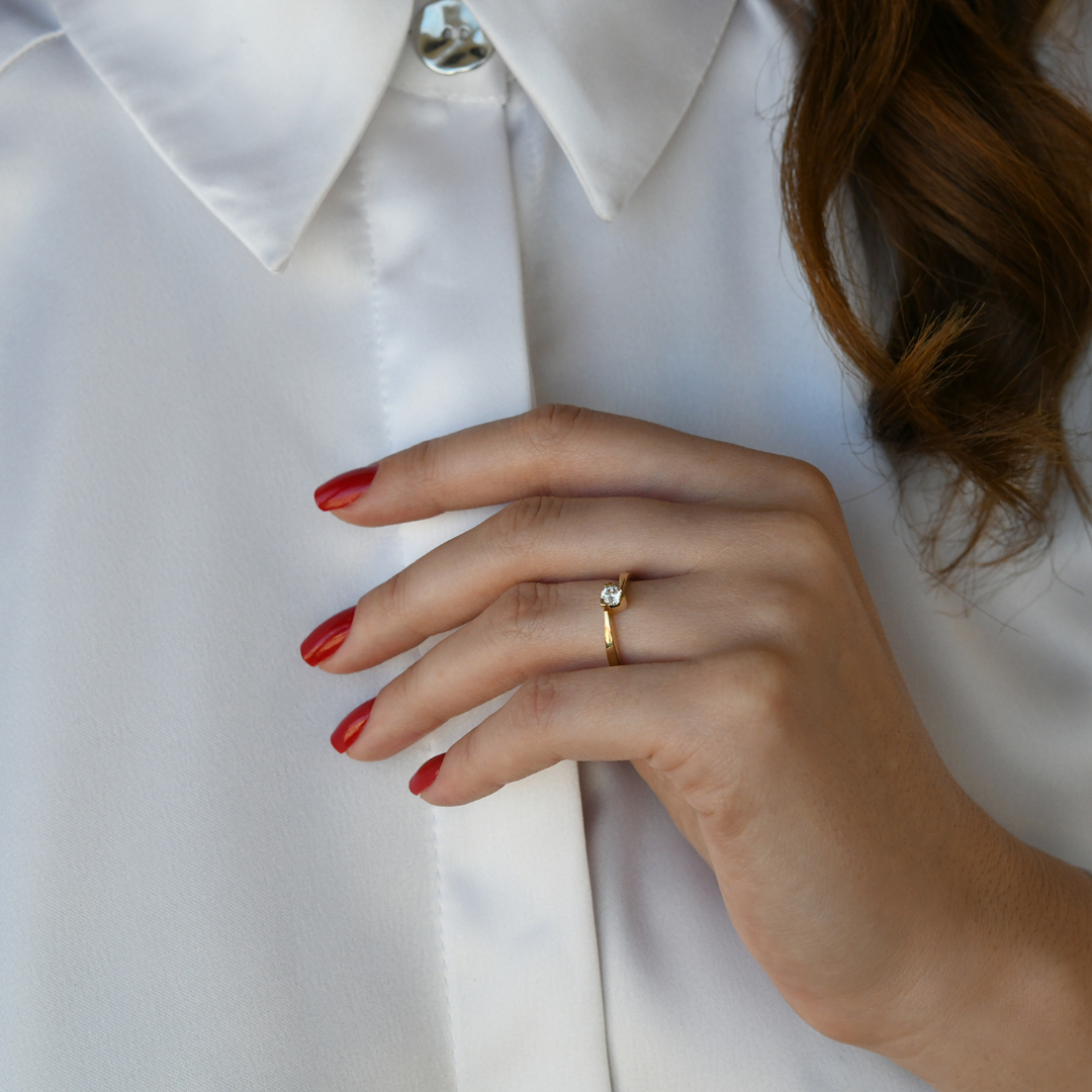 inel de logodnă din aur galben de 18K cu Diamante naturale  2