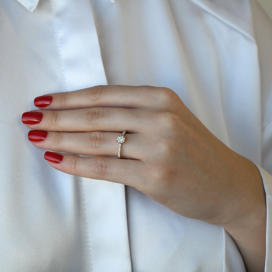 inel de logodnă din aur galben de 18K cu Diamante naturale  2