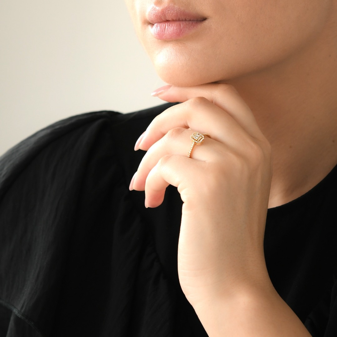 inel din aur galben de 18K, încrustat cu Diamante  2