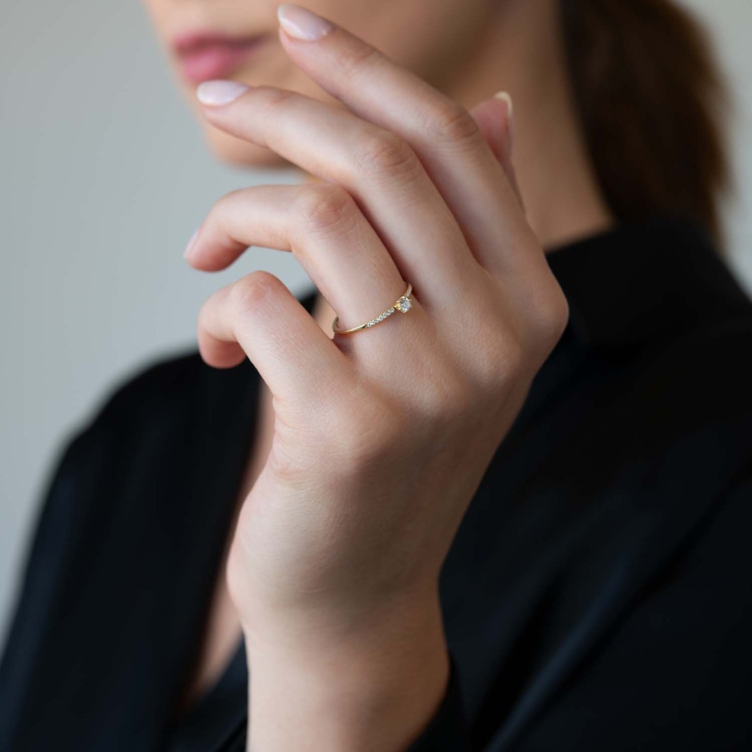 inel de logodnă din aur galben de 18K cu Diamante naturale  2