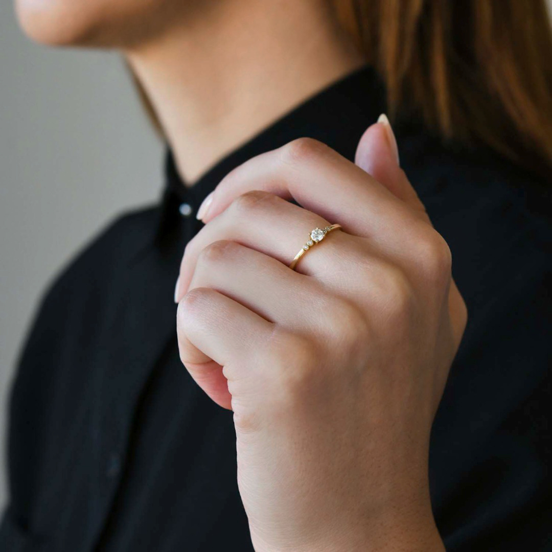 inel de logodnă din aur galben de 18K cu Diamante  2