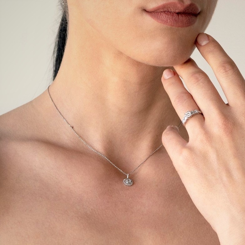 inel din aur alb de 18K cu Diamante naturale  2