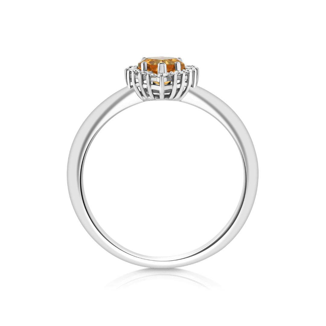 inel din aur alb de 18K, cu Diamante și Citrin  2