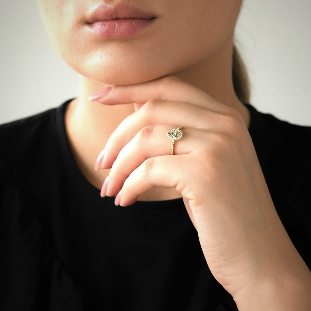 inel din aur galben de 18K cu Diamante naturale  2