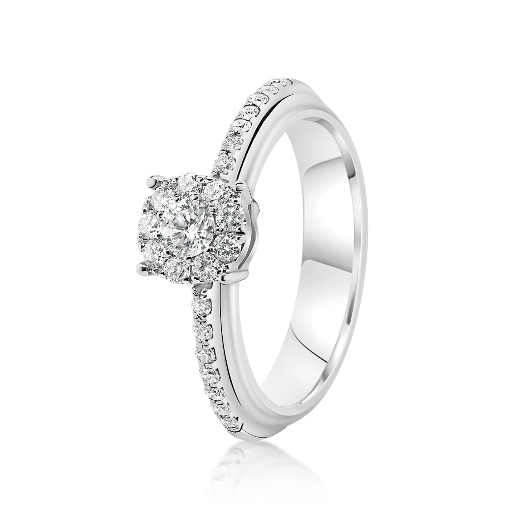 inel din aur alb de 14K cu Diamante naturale  1