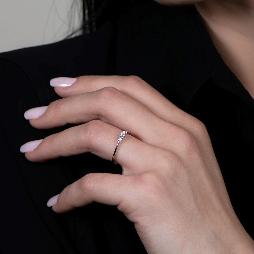 inel din aur alb de 18K cu Diamante de 0.24ct.  2