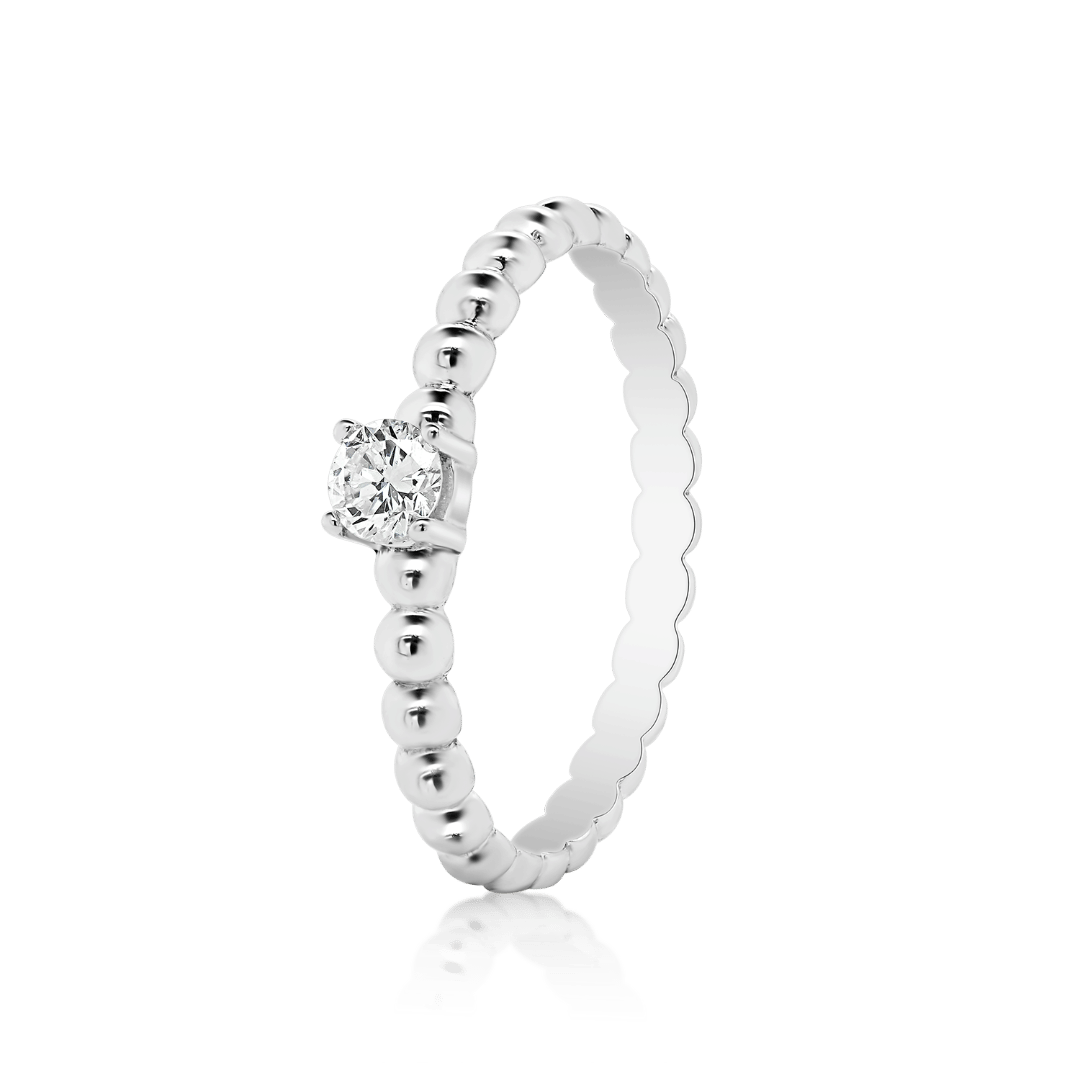 Inel de logodnă din aur alb de 18K cu Diamant natural