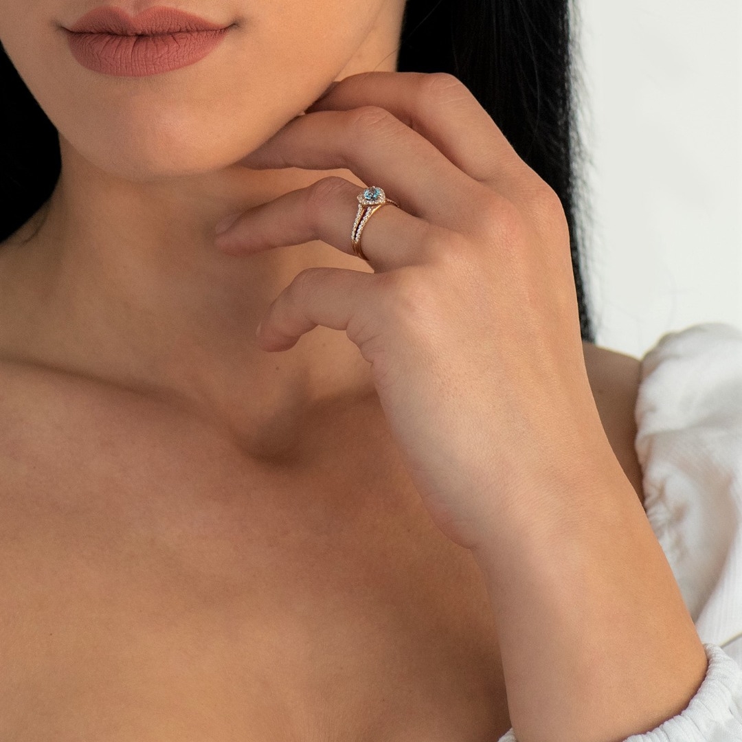 inel din aur galben de 18K, cu Diamante și Smarald  2