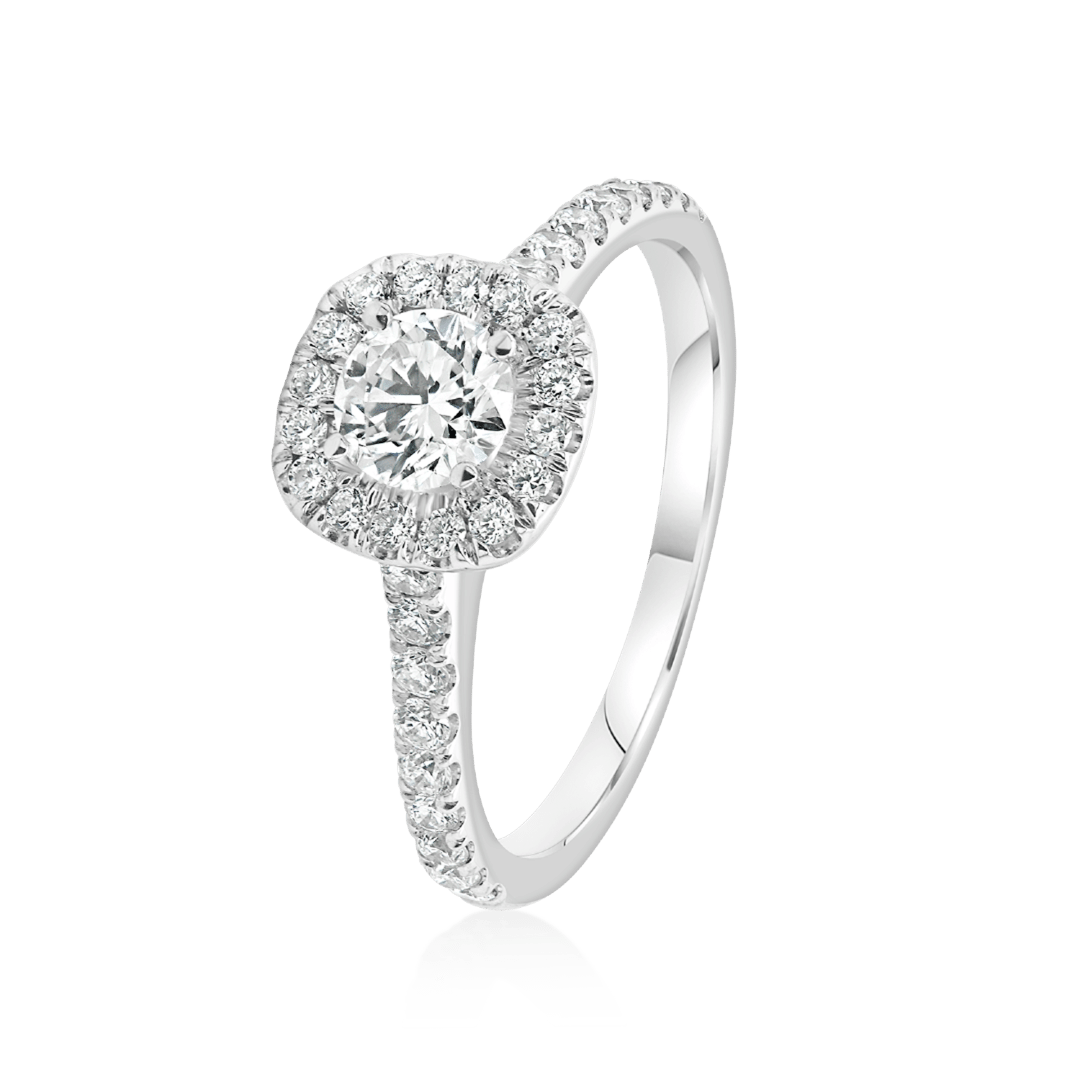 inel de logodnă din aur alb de 18K cu Diamant natural certificat GIA  1