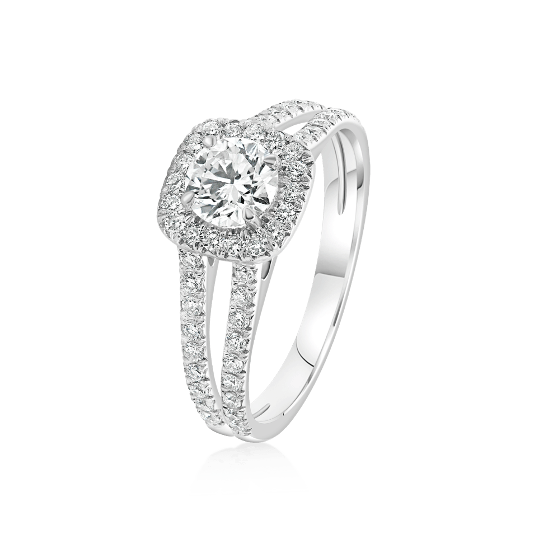 inel din aur alb de 18K cu Diamant natural certificat GIA  1