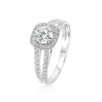 Inel din aur alb de 18K cu Diamant natural certificat GIA