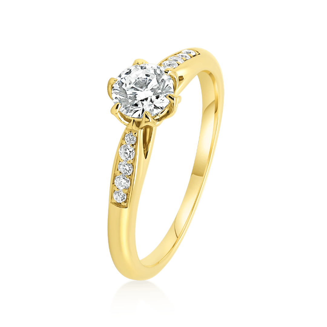 inel din aur galben de 18K cu Diamant natural certificat GIA  1