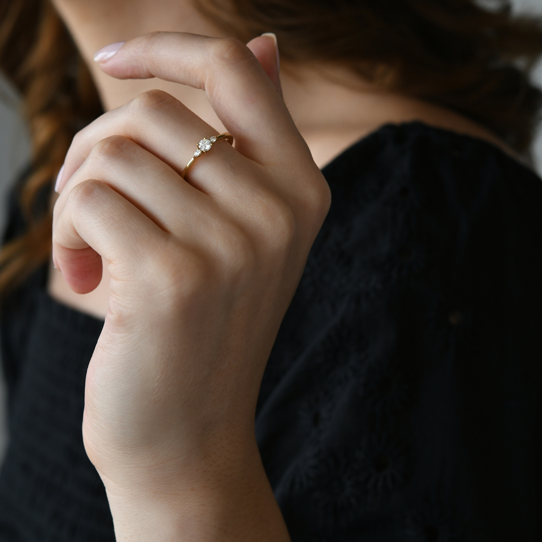 inel din aur galben de 18K cu Diamante naturale  2