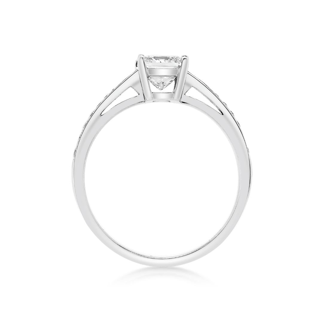 inel de logodnă din aur alb de 18K cu Diamant natural GIA  4