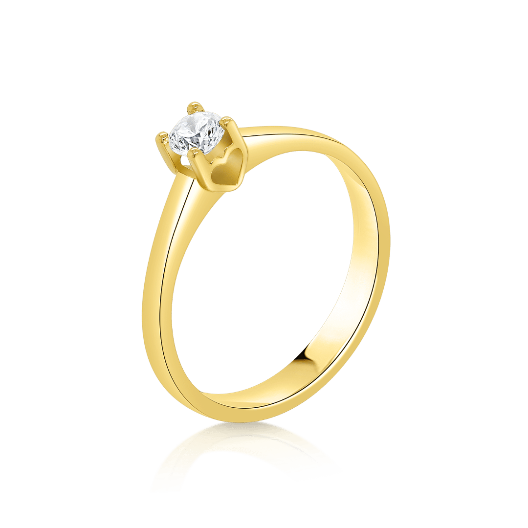 inel de logodnă din aur galben de 18K cu Diamant natural  1