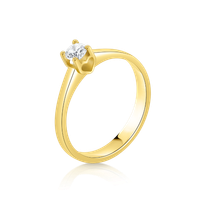 Inel de logodnă din aur galben de 18K cu Diamant natural
