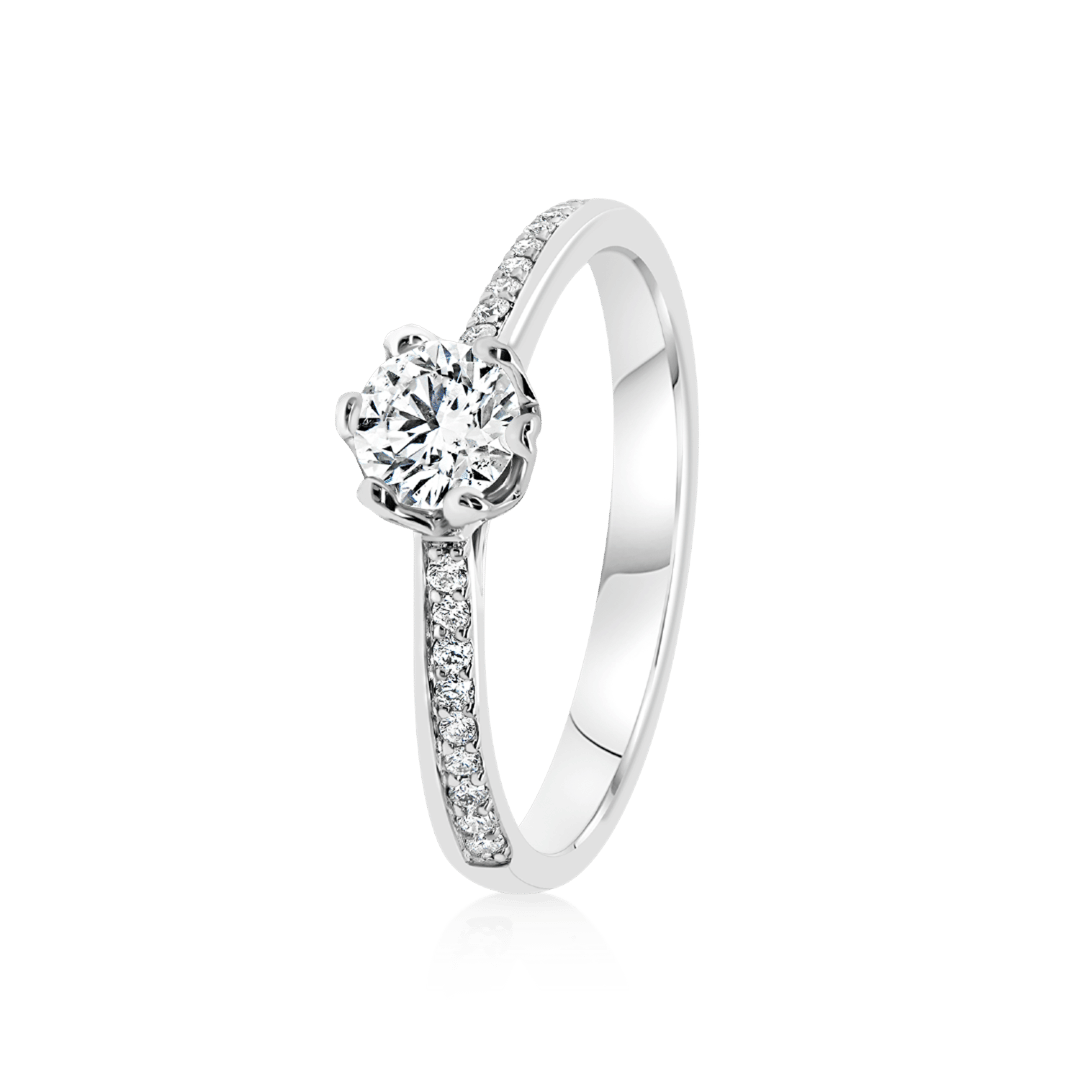 inel din aur alb de 18K cu Diamant GIA de 0.35ct.  1