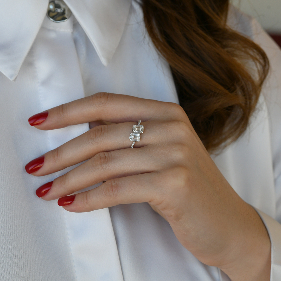 inel din aur alb de 18K cu Diamante naturale  2