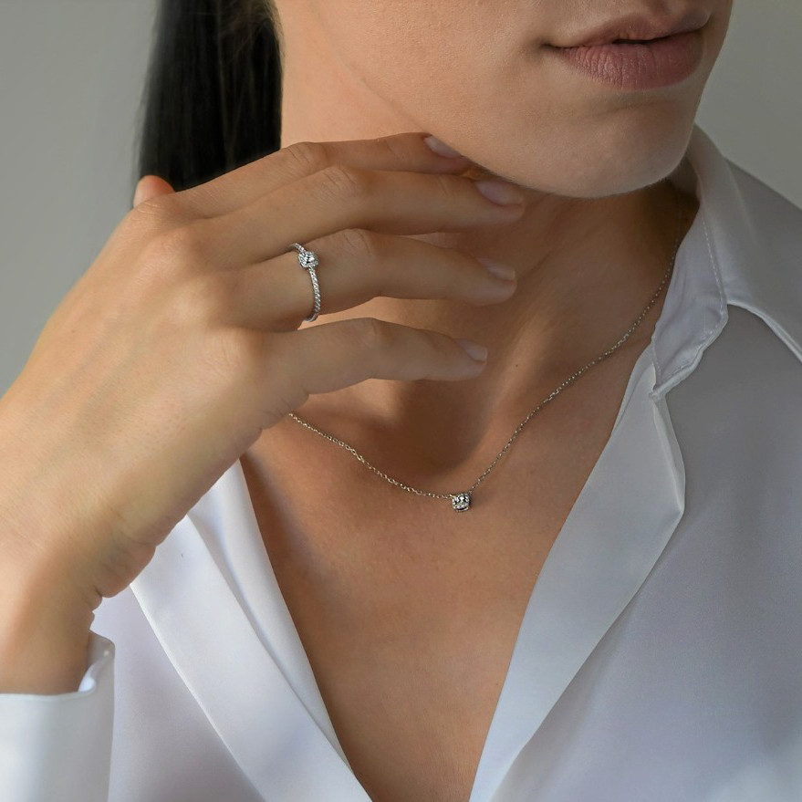 inel din aur alb de 18K cu Diamante naturale  2