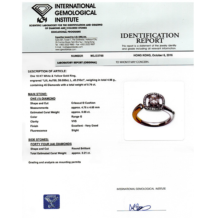 inel din aur alb de 18K cu Diamant natural IGI  4