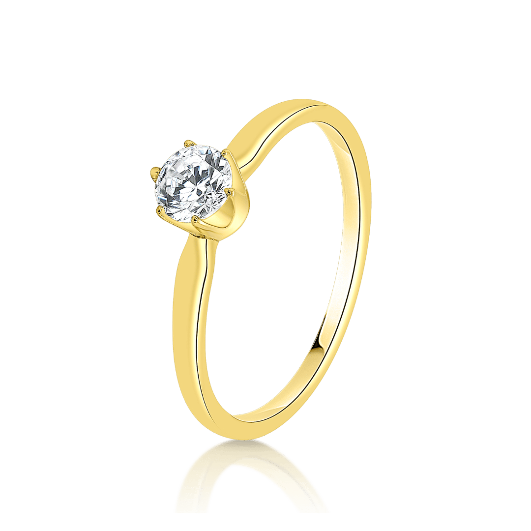 inel din aur galben de 18K cu Diamant natural  1