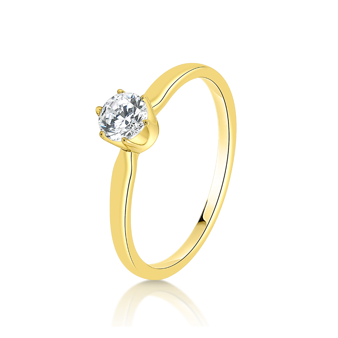 inel din aur galben de 18K cu Diamant natural  1