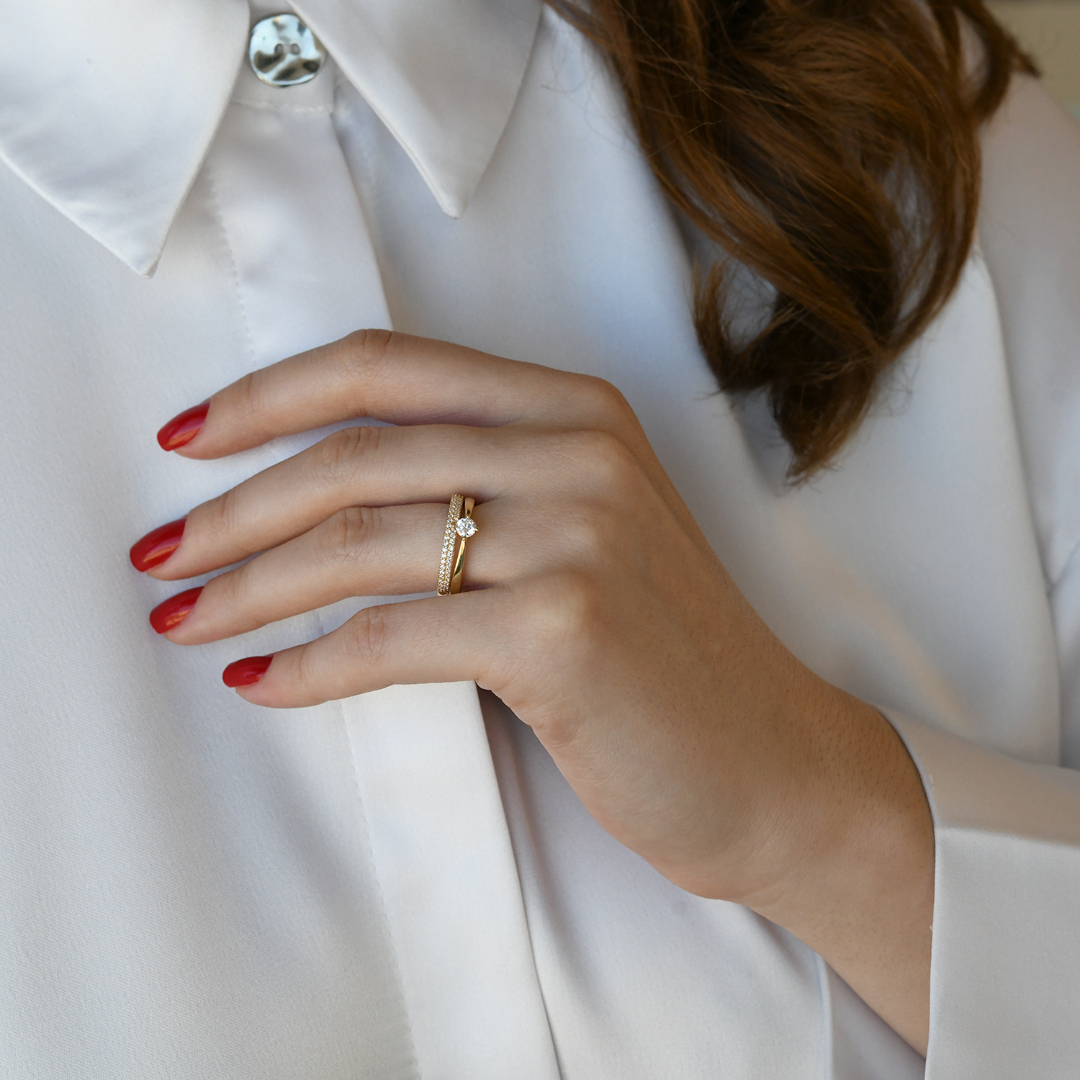 Inel de logodnă din aur galben de 14K