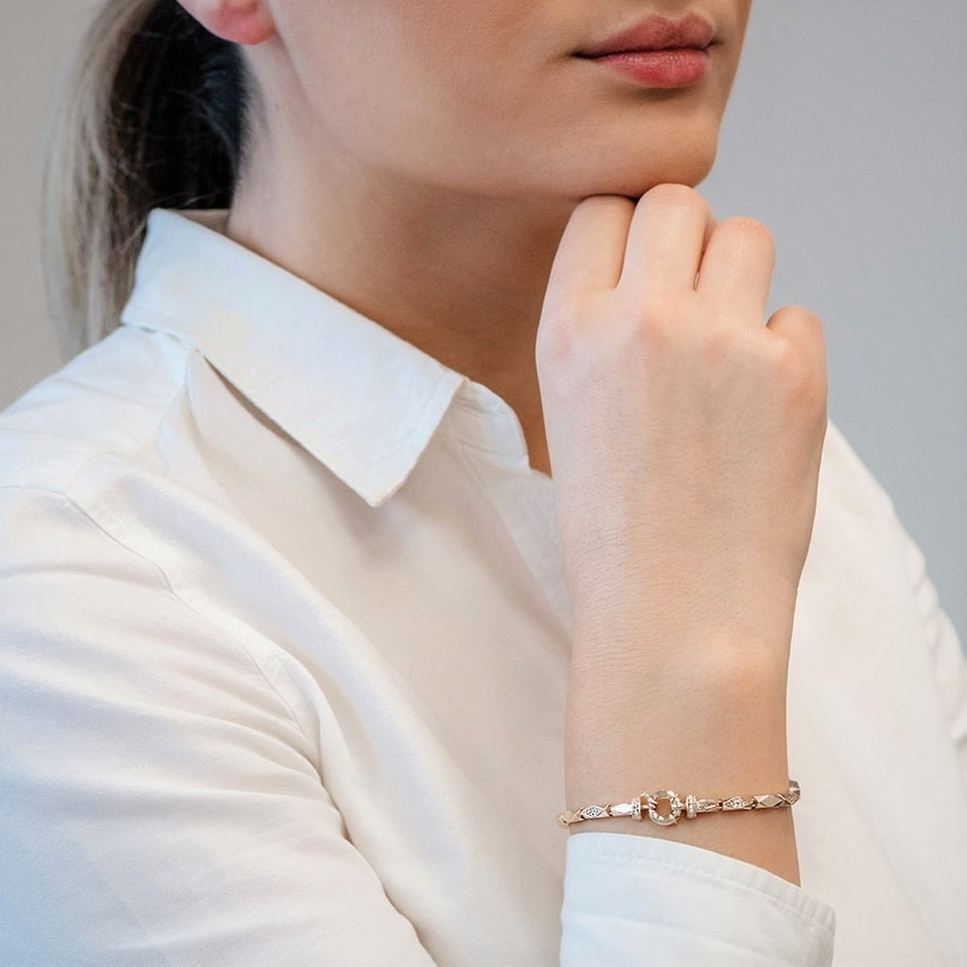 brățară din aur galben de 14K cu elemente fațetate  3