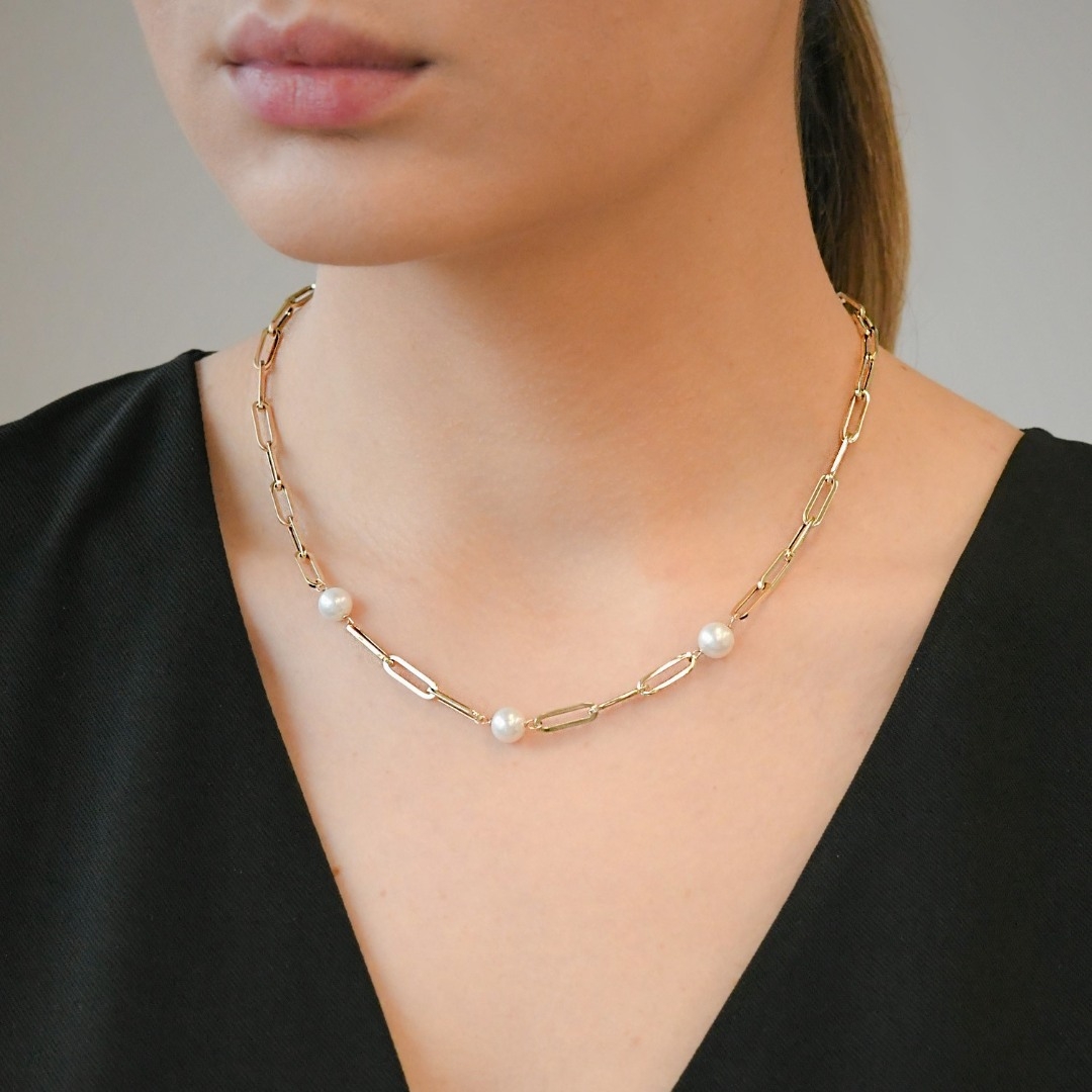 colier din aur galben de 14K cu Perle  2