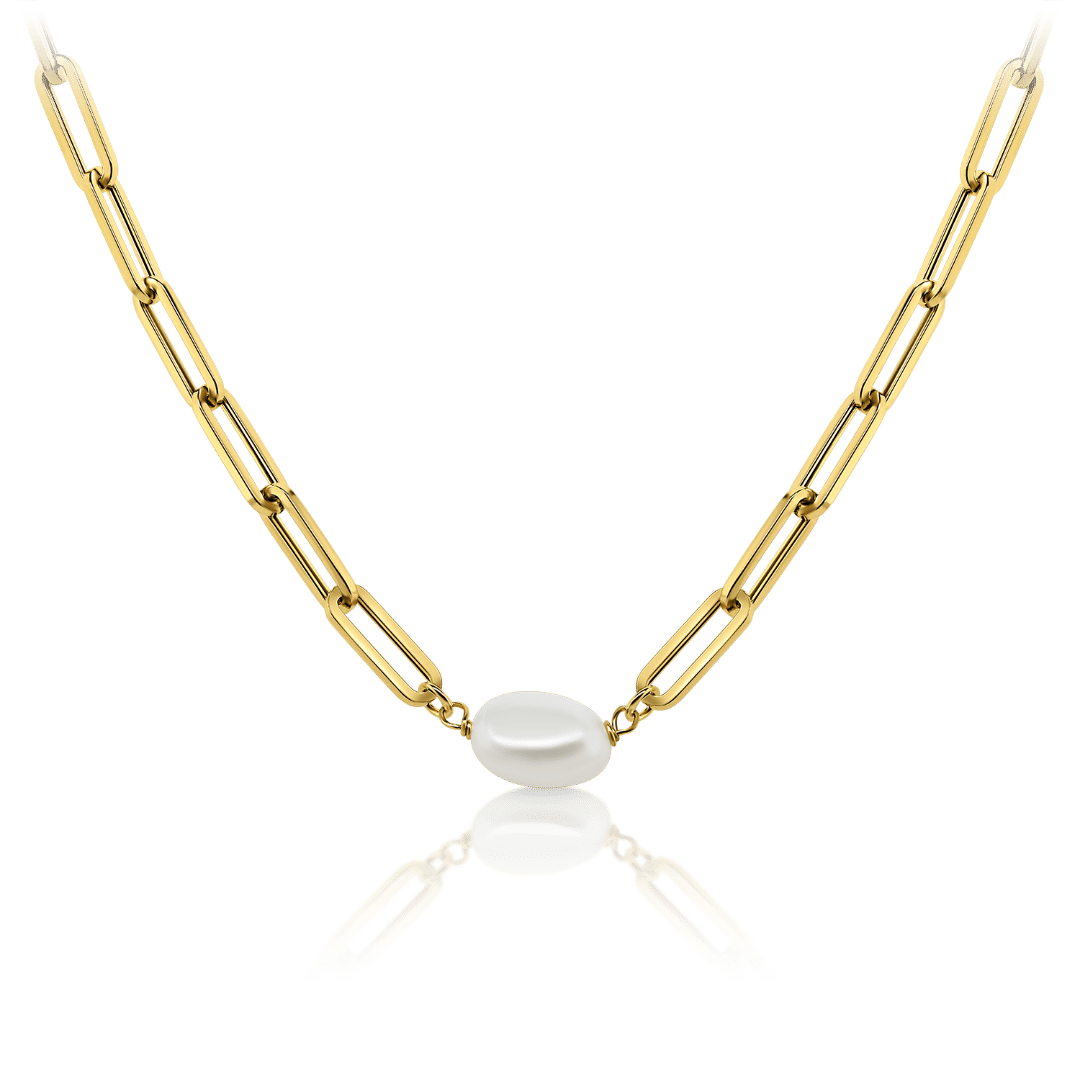 colier din aur galben de 14K cu Perlă  1