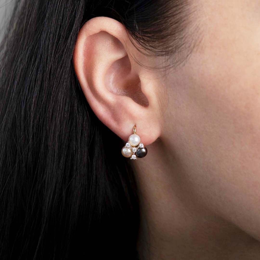 cercei din aur galben de 14K cu Perle colorate  2