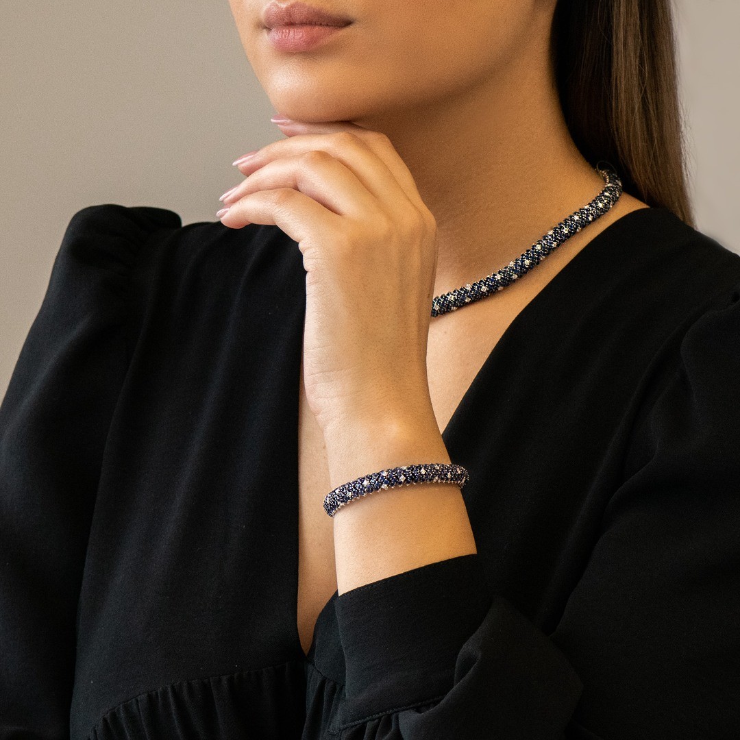 brățară din aur alb de 18K, cu Safire și Diamante naturale  4